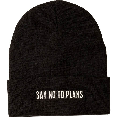 Say No to Plans Black Beanie Embroidered Unisex Winter Hat